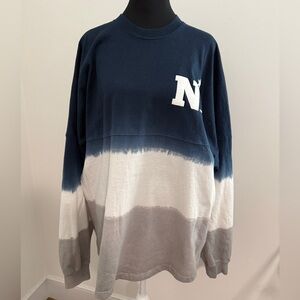 Crewneck Tie-Dye Naval Academy Spirit Jersey in Navy, White & Gray - N Logo